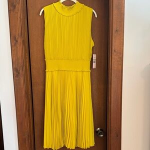 Nanette Lepore Yellow Pleated Sleeveless Dress